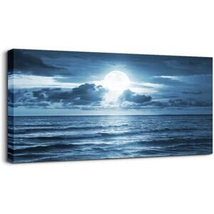 wall art for living room Decorations Photo Prints - blue sea view The moon Lands